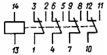 Принципиальная электрическая схема реле РЭС22